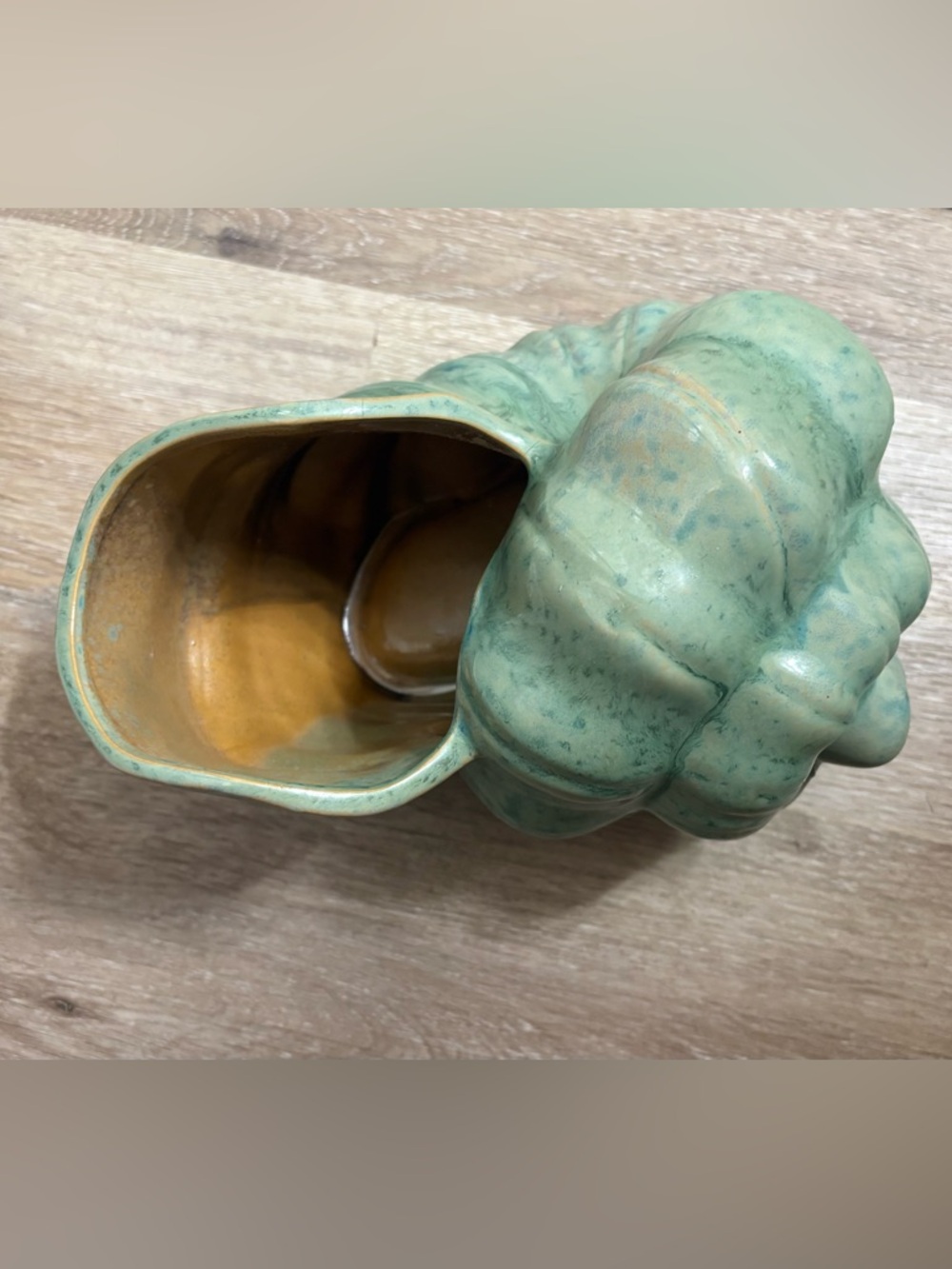 Handcrafted Green Ceramic shell Vase - Home Art